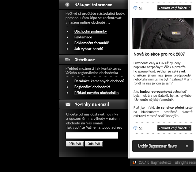Bagmaster - Web Design - Sidebar & News