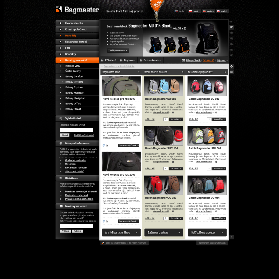 Bagmaster - Web Design - Homepage