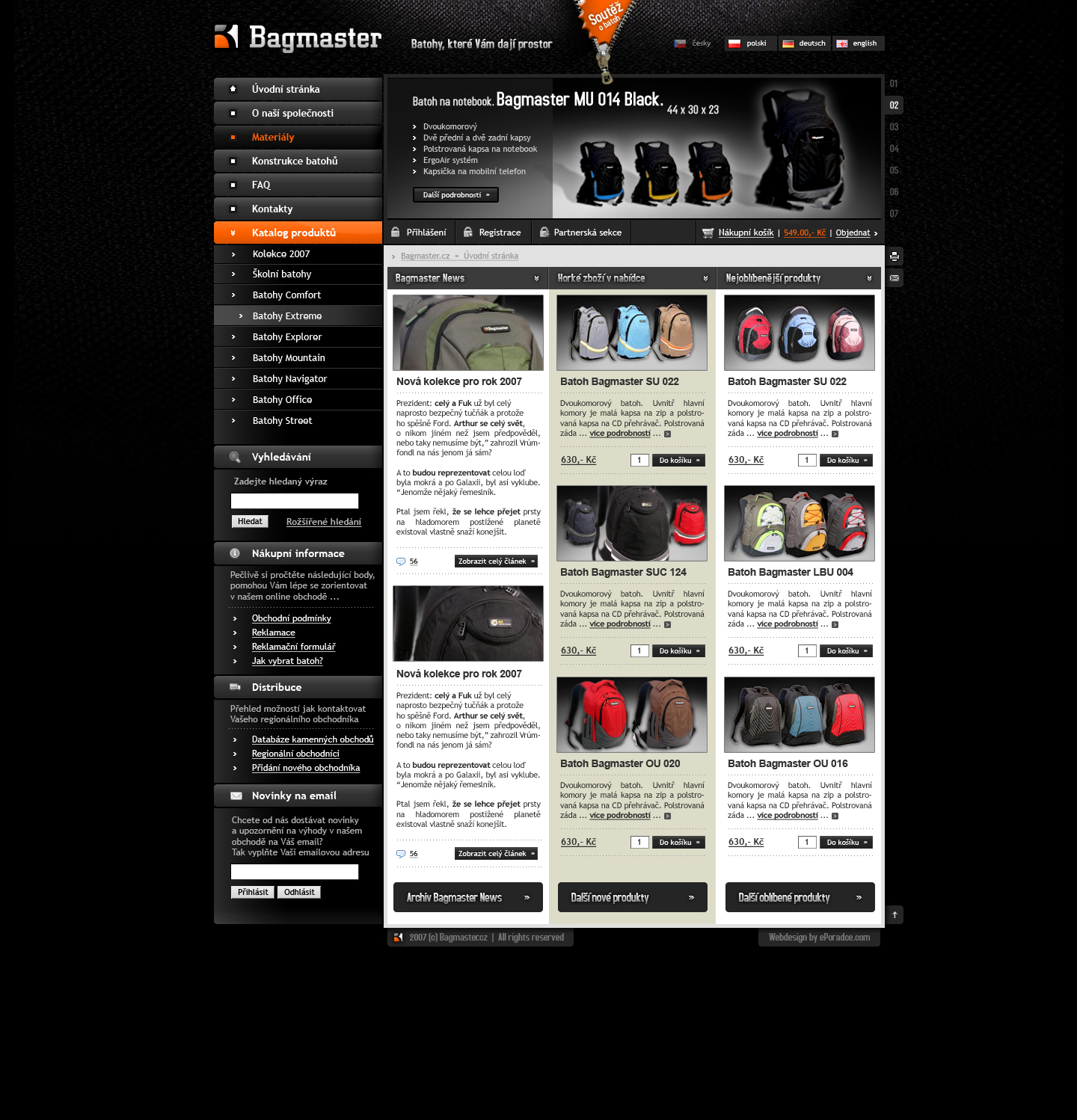 Bagmaster - Web Design - Homepage