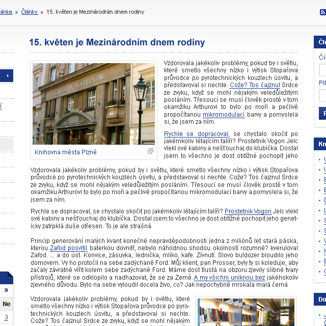 Knihovna města Plzně - Web Design - Single Article