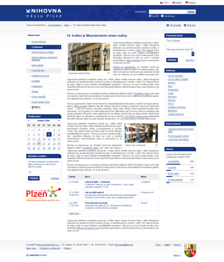 Knihovna města Plzně - Web Design - Article