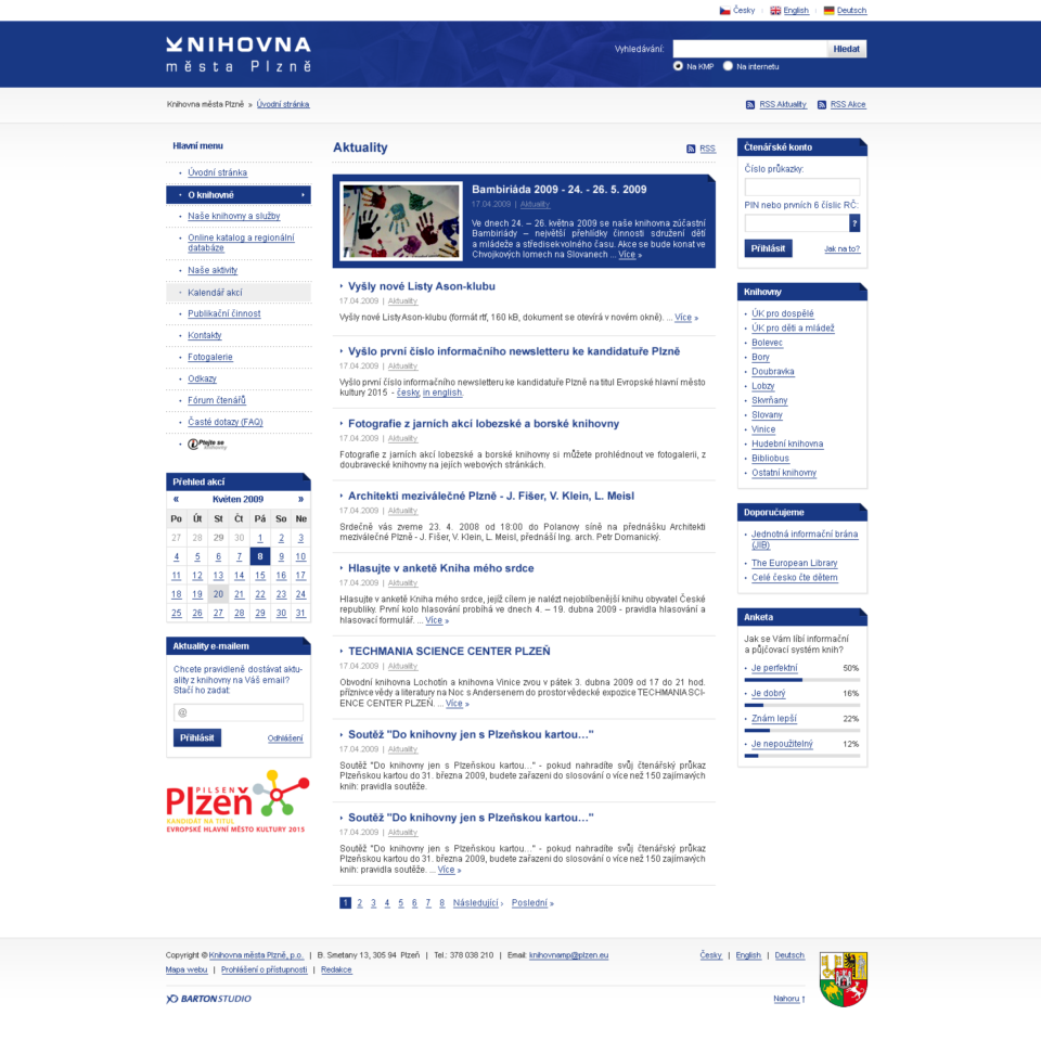 Knihovna města Plzně - Web Design - Homepage