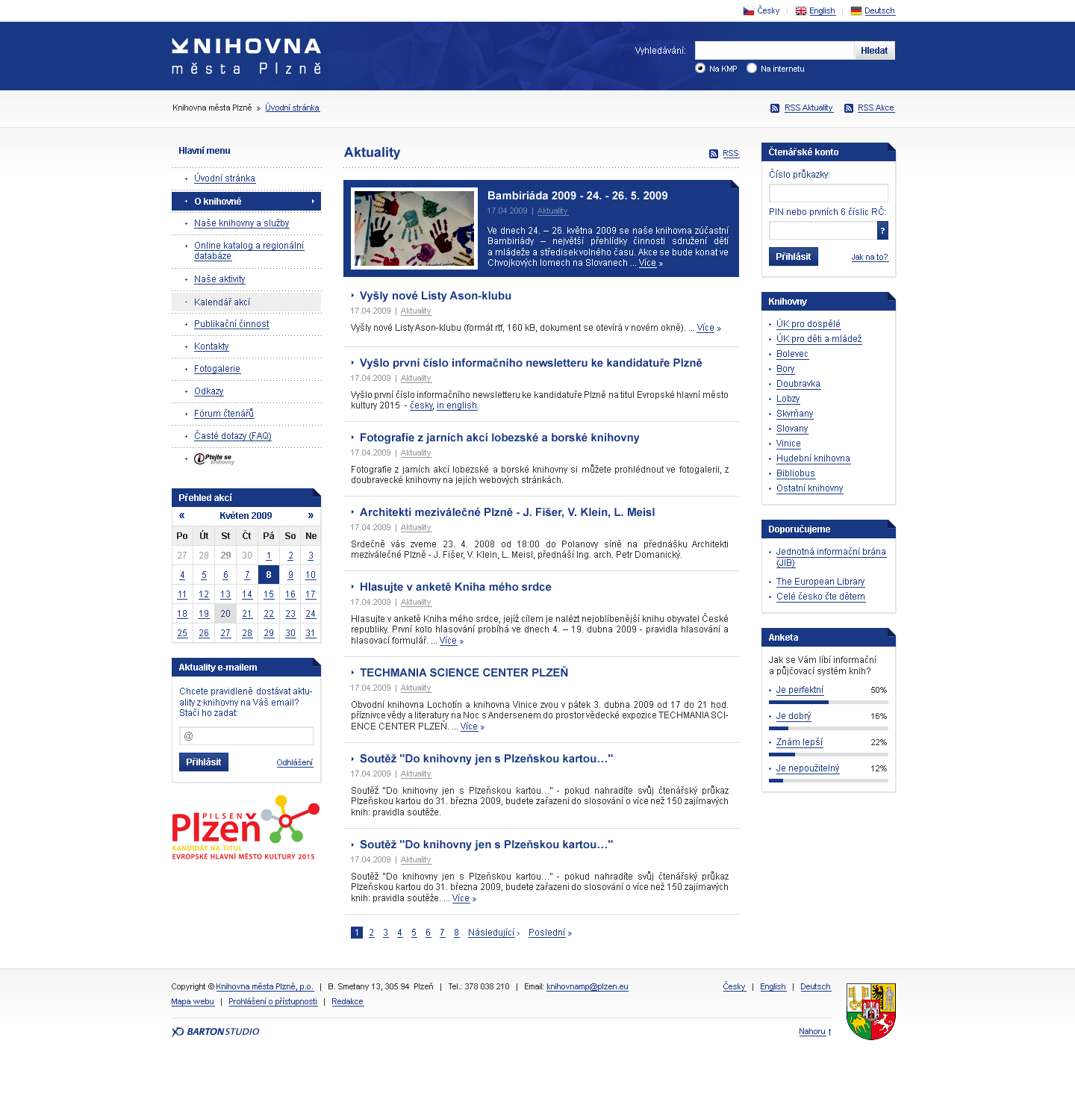 Knihovna města Plzně - Web Design - Homepage