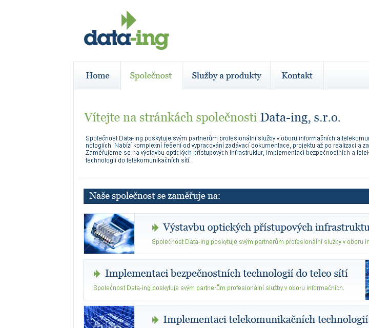 Data-ing - Web Design - Header, Navigation & Services