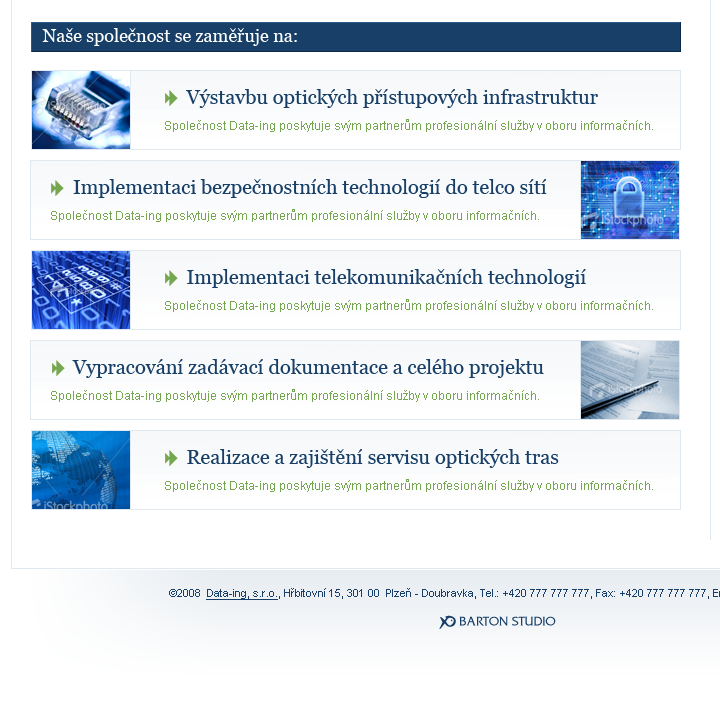 Data-ing - Web Design - Services & Footer