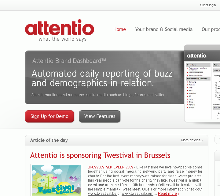 Attentio - Web Design - Header