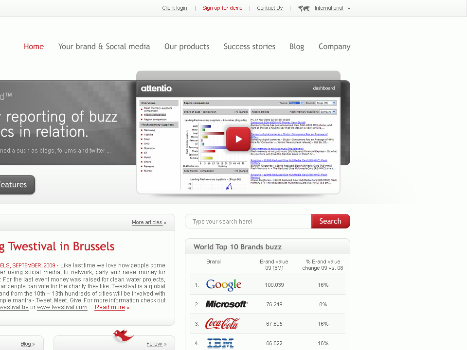 Attentio - Web Design - Navigation & Video