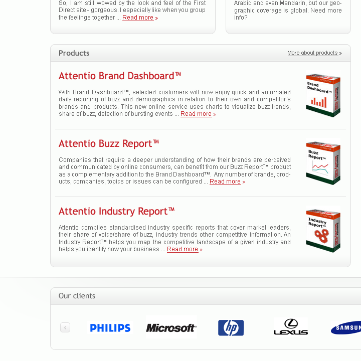 Attentio - Web Design - Products & Clients