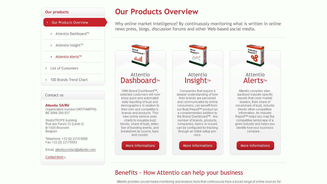 Attentio - Web Design - Products