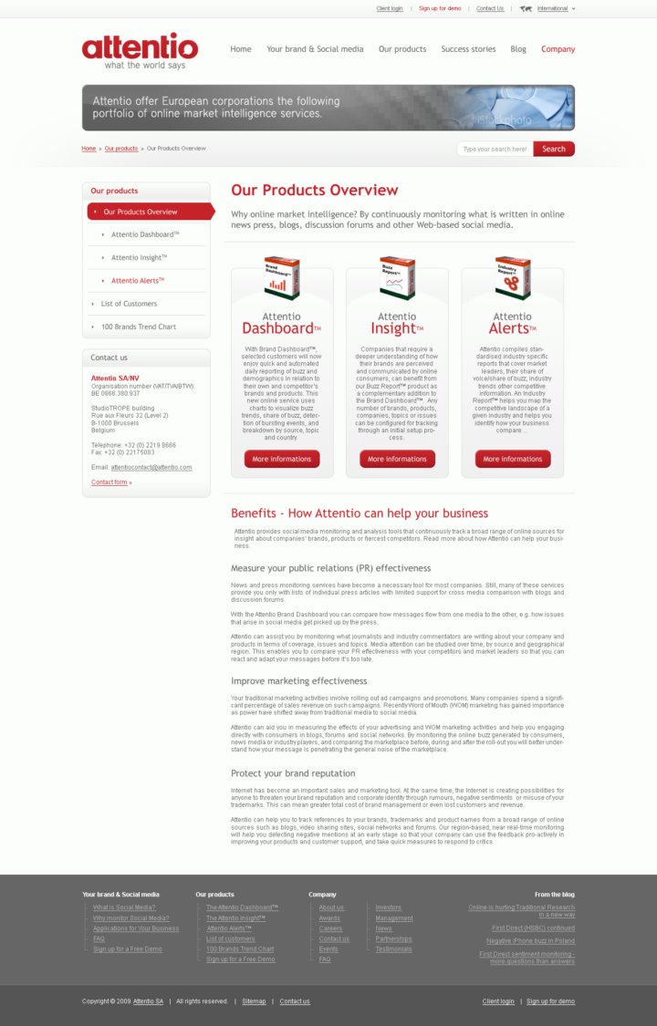 Attentio - Web Design - Products