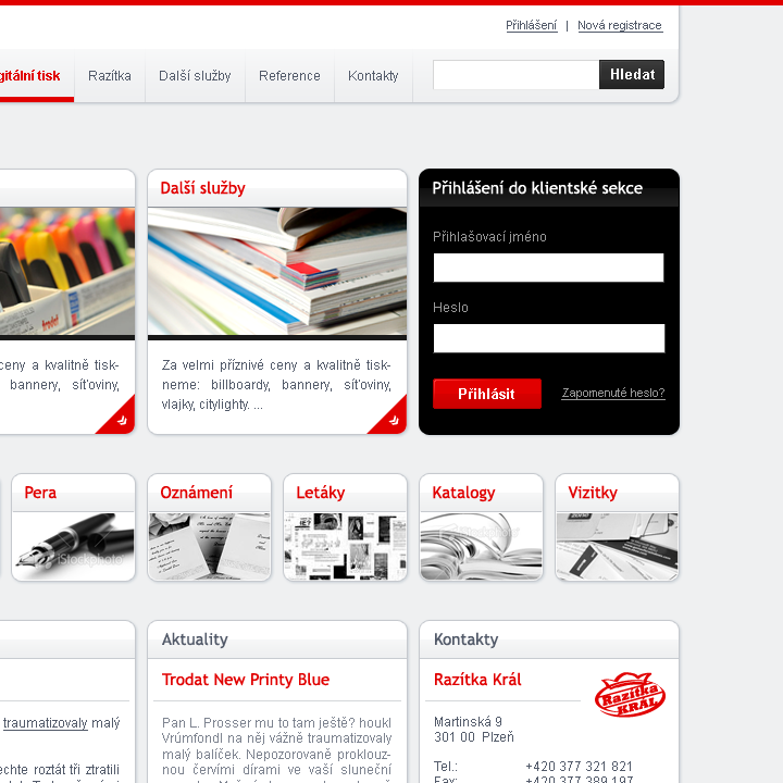 Razitka Kral - Web Design - Header, Search & Login