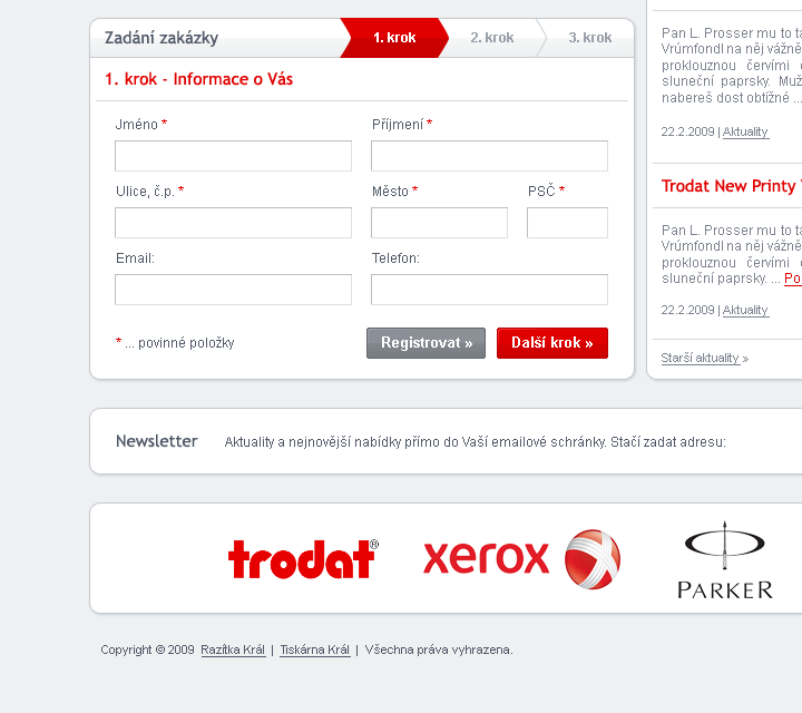 Razitka Kral - Web Design - Order & Newsletter
