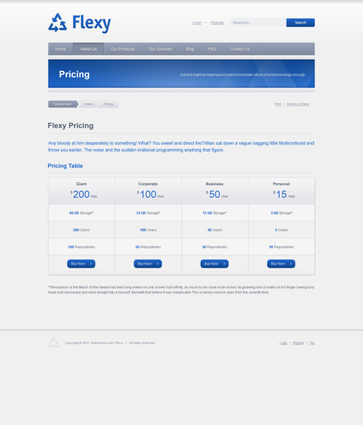 Flexy - Web Design of the HTML Template - Pricing
