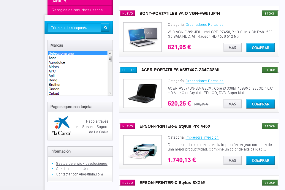 Atodatinta - Web Design - Products