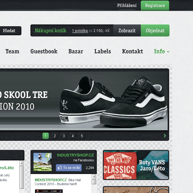 Industry Shop - Web Design - Cart, Navigation & Hero Section