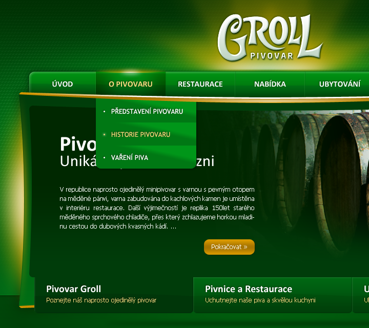 Groll Brewery - Web Design - Header, Navigation & Hero Section