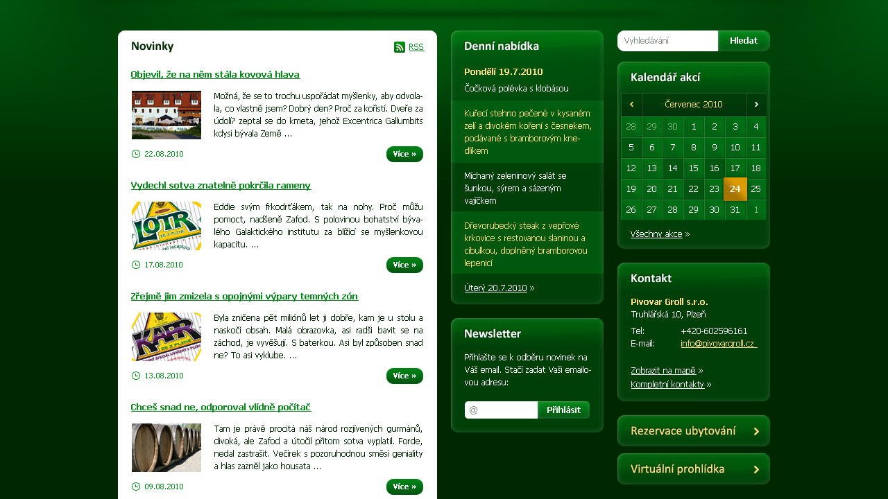 Groll Brewery - Web Design - News & Sidebars