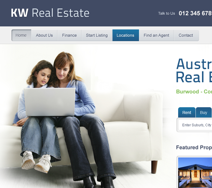 KW Real Estate - Web Design - Header, Navigation & Hero Section