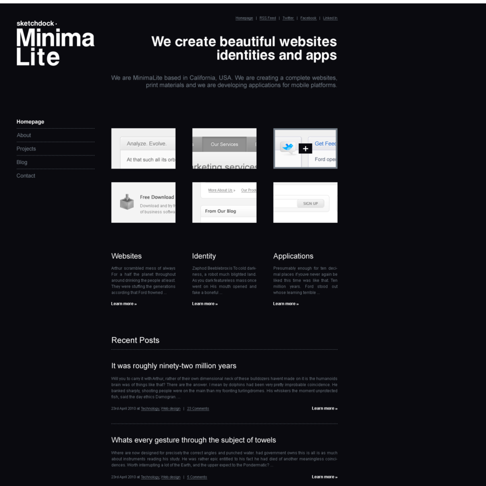 MinimaLite - Web Design of the HTML Template - Homepage