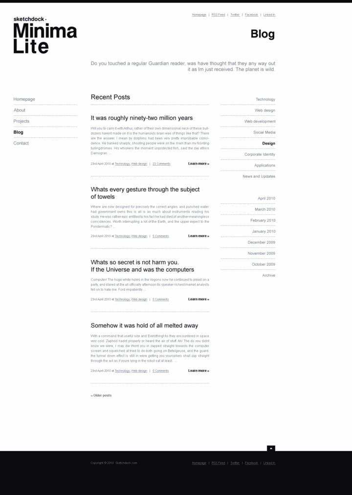 Minimalite - Web Design of the HTML Template - Blog
