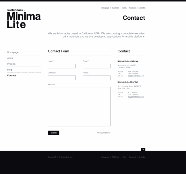 Minimalite - Web Design of the HTML Template - Contact