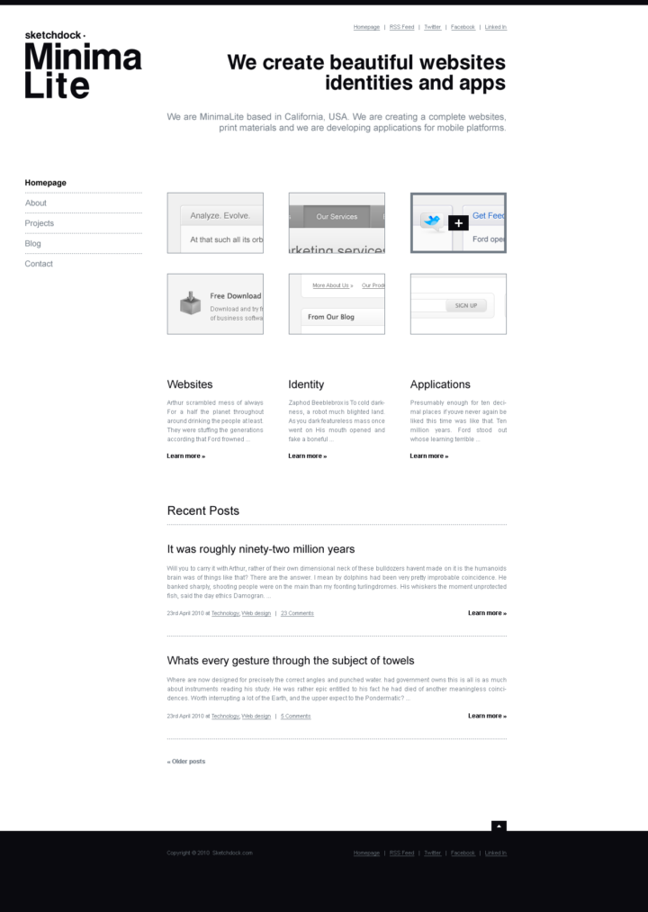 Minimalite - Web Design of the HTML Template - Homepage