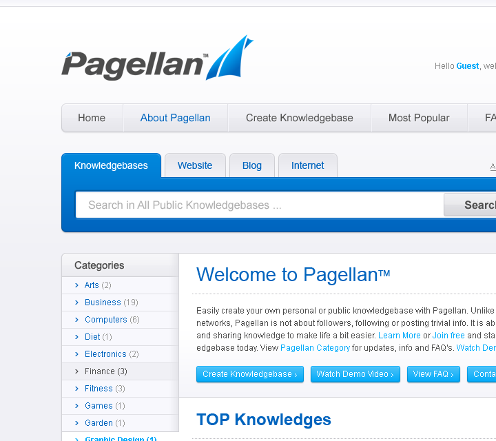 Pagellan - Web Design - Header & Search
