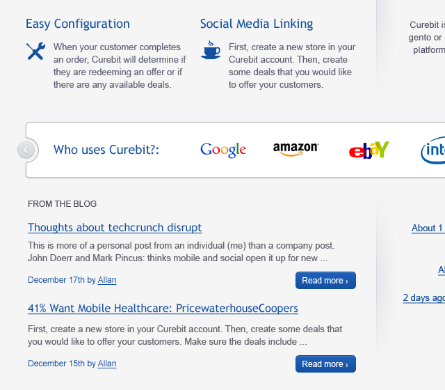 CureBit - Web Design - Features, Clients & News
