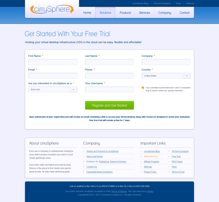 Cirrusphere - Web Design - Get Started