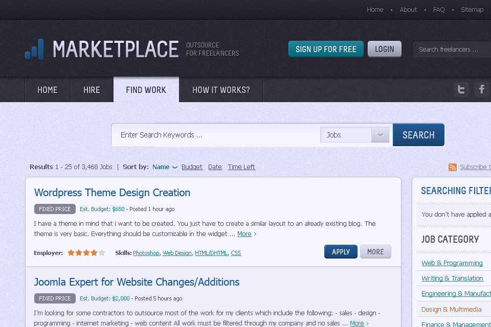 Freelance Marketplace - Web Design - Job Search