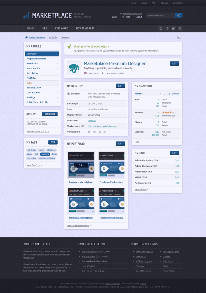 Freelance Marketplace - Web Design - Account