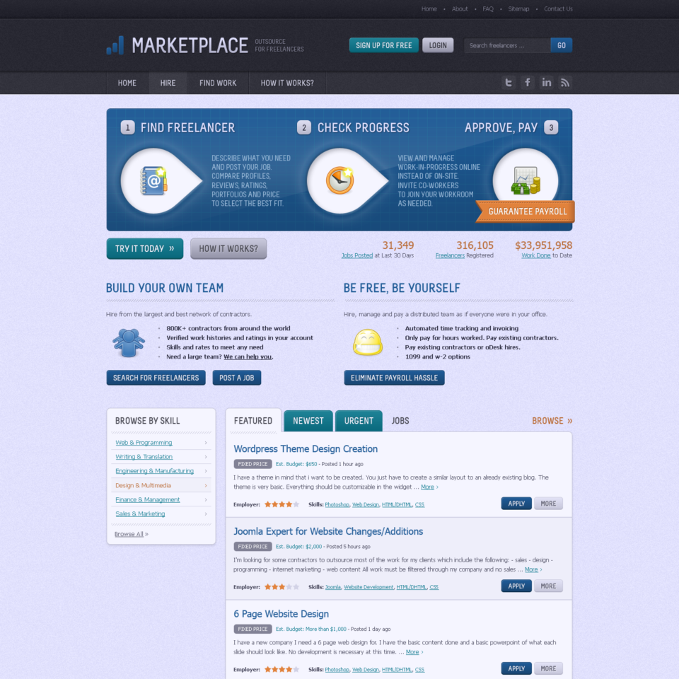 Freelance Marketplace - Web Design - Homepage