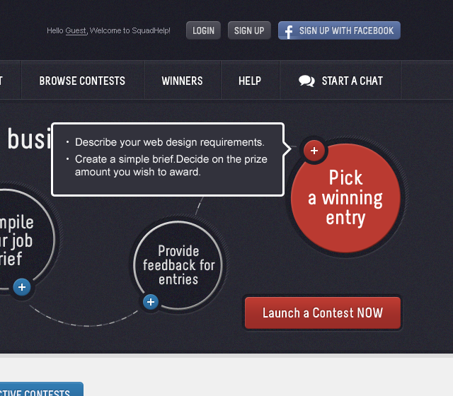 SquadHelp - Web design - Hero Section - Pick a winning entry - Hover