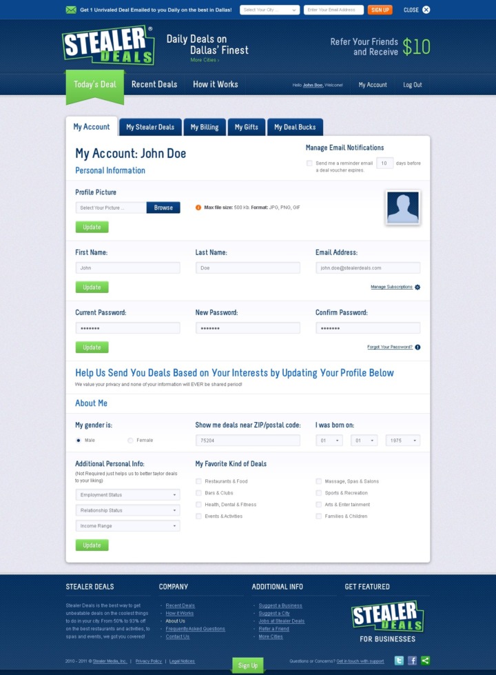 Stealer Deals - Web Design - Account