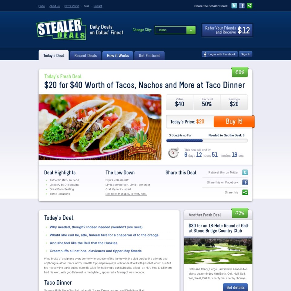 Stealer Deals - Web Design - Homepage