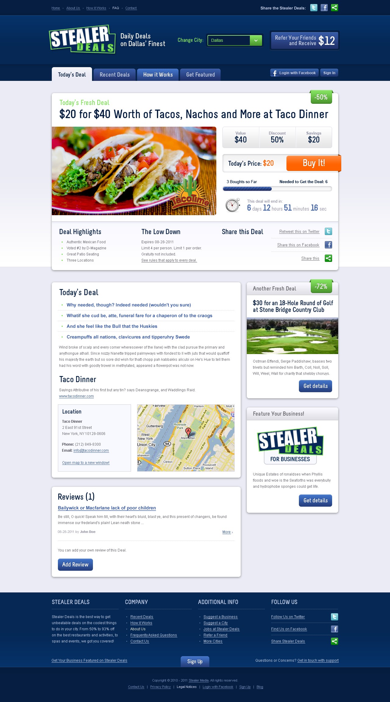 Stealer Deals - Web Design - Homepage