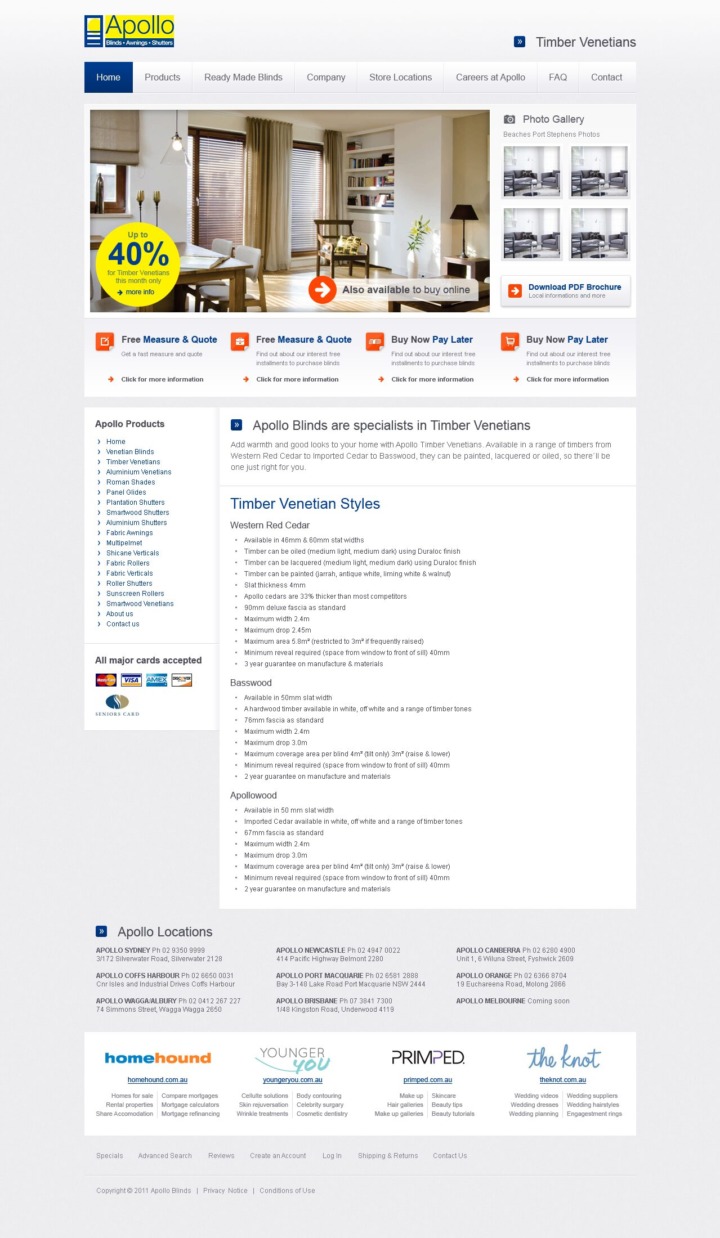 Apollo Blinds - Web Design - Product