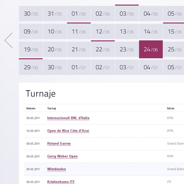 Bára Strýcová - Web Design - Tournaments