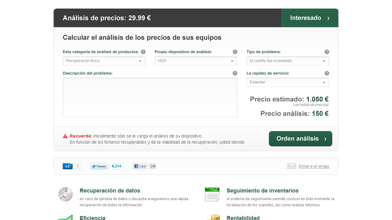 Recuperación de datos - Web Design - Product Purchase
