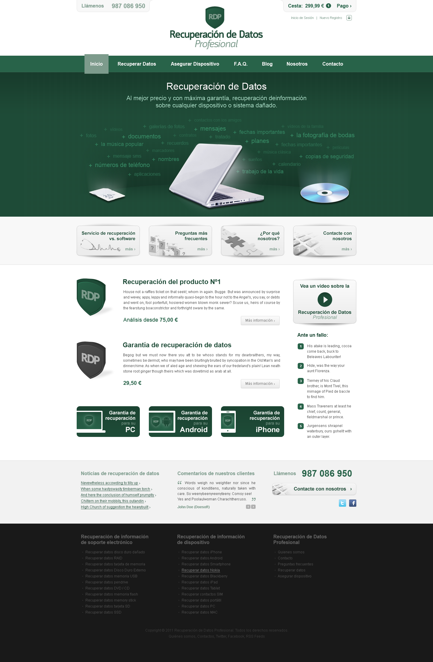 Recuperación de datos - Web Design - Homepage