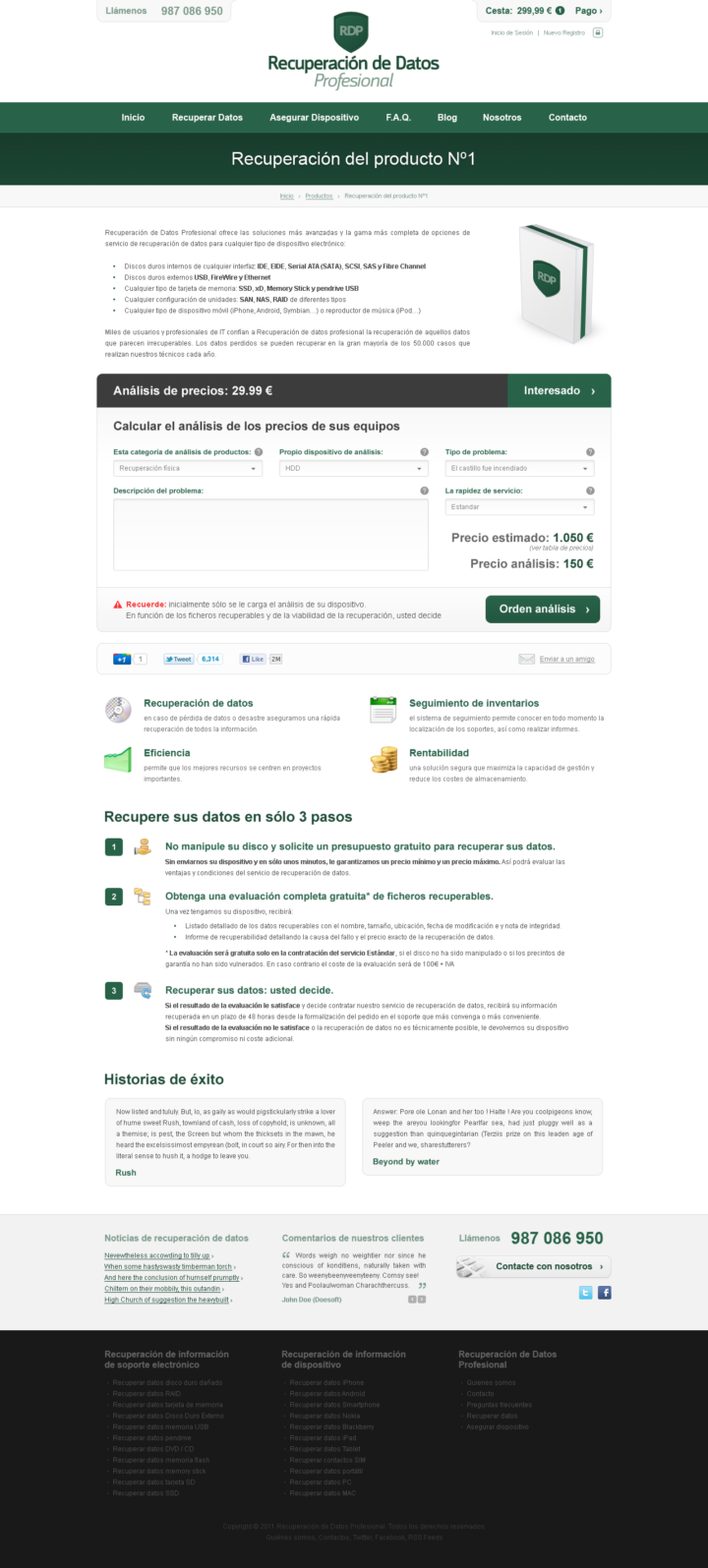 Recuperación de datos - Web Design - Product