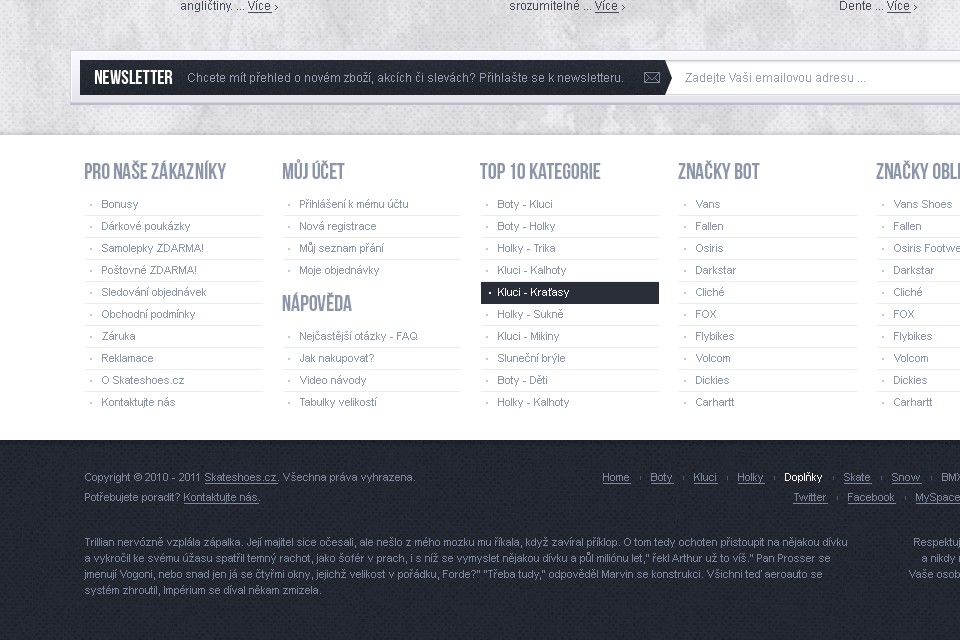 SkateShoes - Web Design - Footer Links