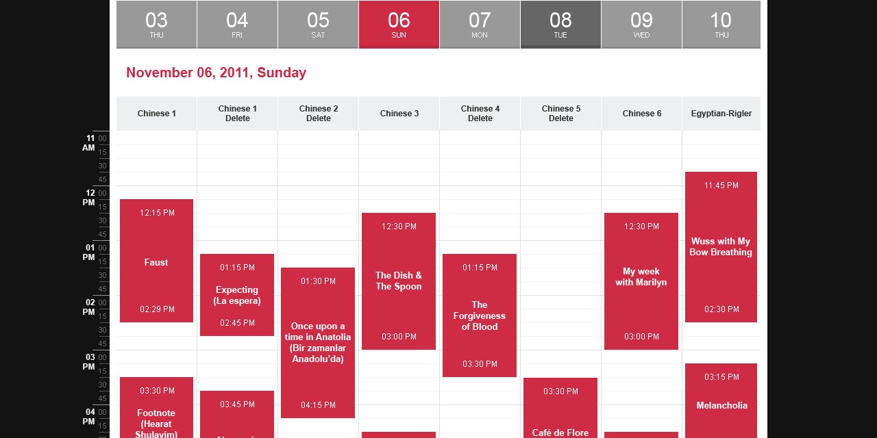 AFI Fest - Web Design - Schedule