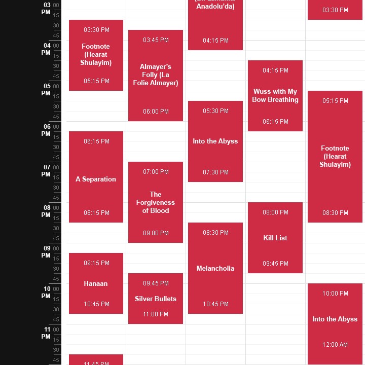 AFI Fest - Web Design - Schedule