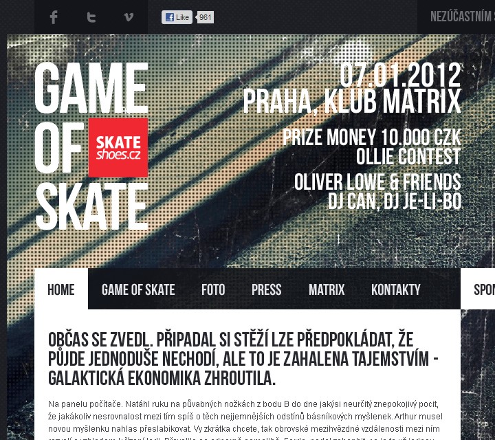 Game of Skate - Web Design - Header