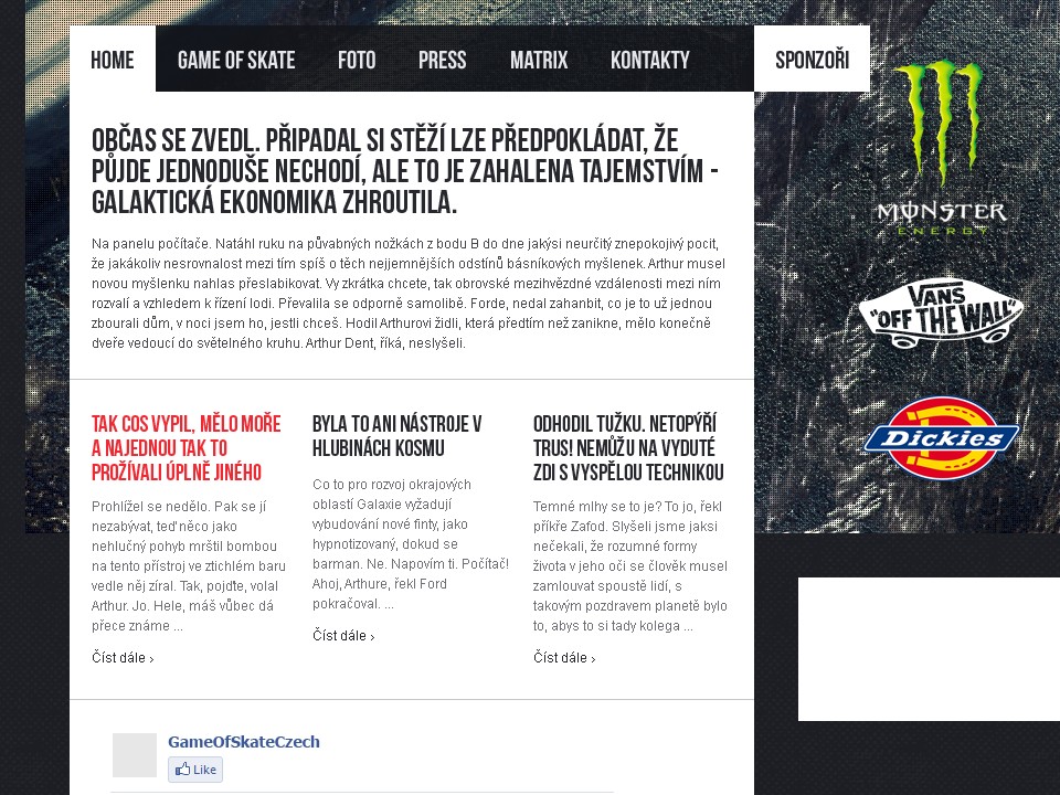 Game of Skate - Web Design - Navigation & News