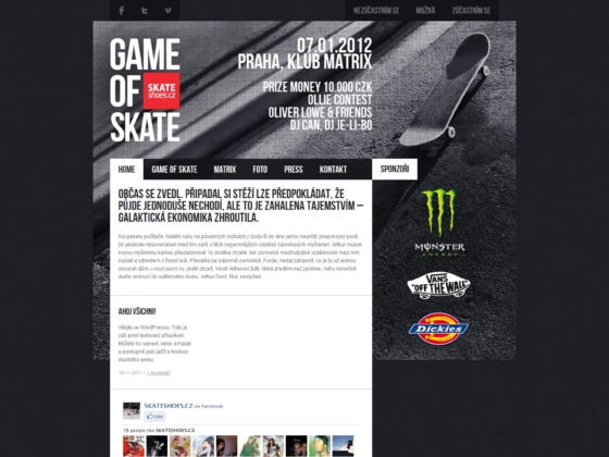 Game of Skate - Web Design - Homepage