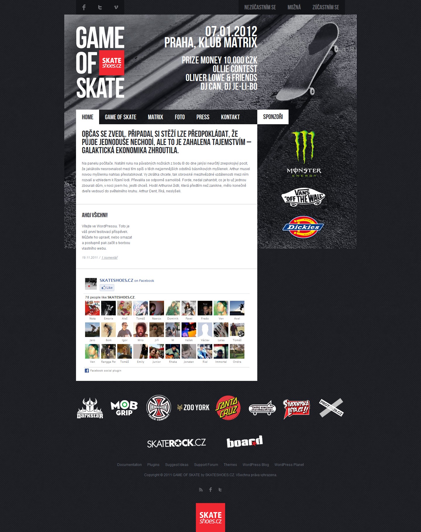 Game of Skate - Web Design - Homepage