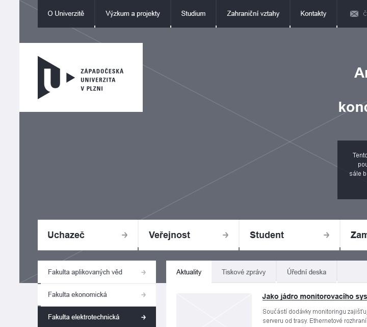 ZČU - Wireframe - Homepage - Hero & Navigations