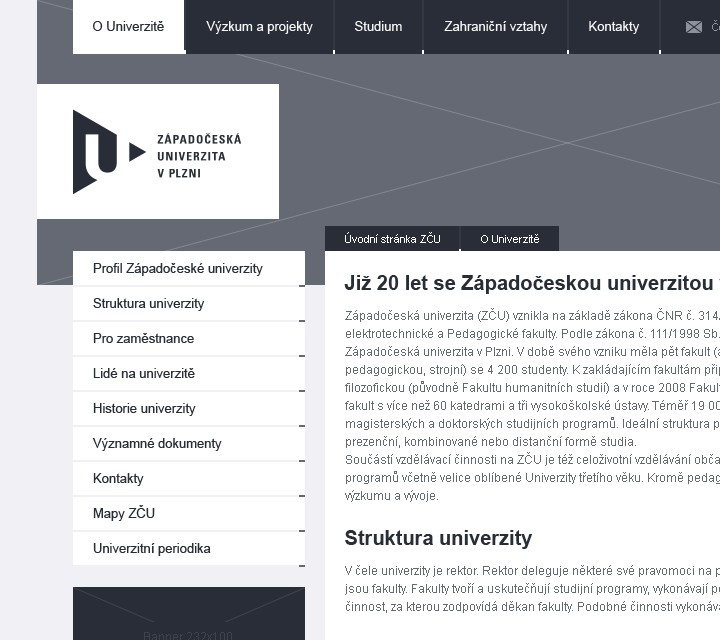 ZČU - Wireframe - Homepage - Page Navigation